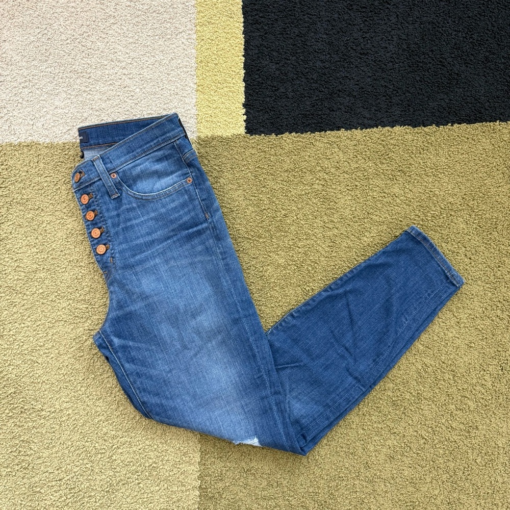 J CREW JEANS — Classic Blue Women's High-Rise Button-Fly Jeans